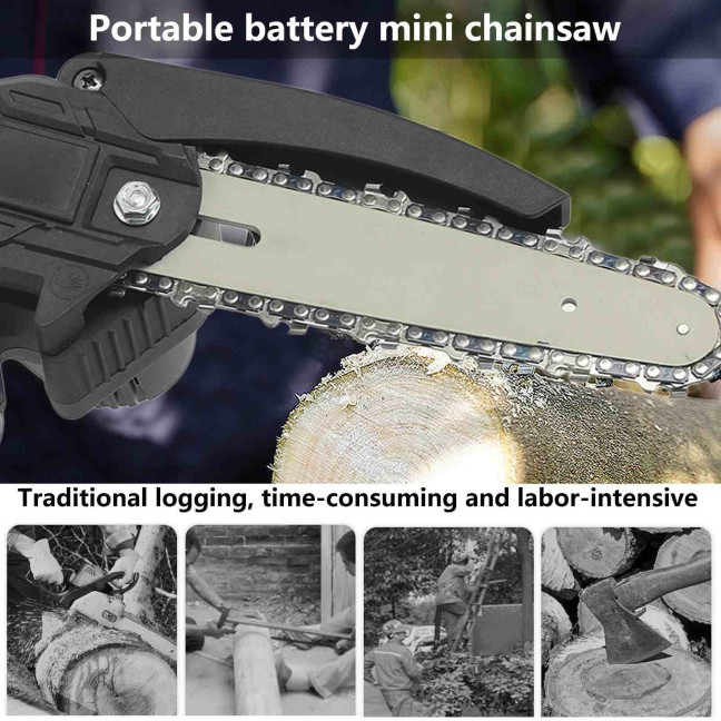1 Set 6 Inch Mini Chainsaw Adjustable Sharp Cutter Head Battery Powered One-Hand Operation Electric Chainsaw for Garden-Patented Design 1 Set 6 Inch Mini Chainsaw Adjustable Sharp Cutter Head Battery Powered One-Hand Operation Electric Chainsaw for Garden-Patented Design
