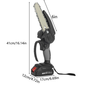 1 Set 6 Inch Mini Chainsaw Adjustable Sharp Cutter Head Battery Powered One-Hand Operation Electric Chainsaw for Garden-Patented Design 
