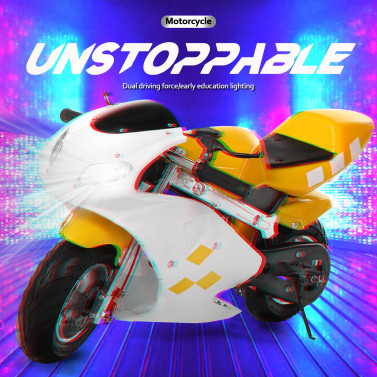 49cc 2 Stroke Pocket Bike, Mini Motorcycle for Kids, Gas Pocket Motorbike with Strong Dual Brake, Racing Max Speed 20Mph, Dual Headlights