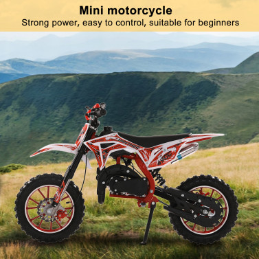 49cc 2-Stroke Kids Dirt Bike, Gas Power Motocross, Off Road Mini Motorcycle, Pocket Motorbike with Front Rear Disc Brakes, Racing Max Speed 40KM/H (Red)