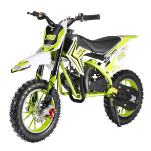 49cc 2-Stroke Kids Dirt Bike, Gas Power Motocross, Off Road Mini Motorcycle, Children Pocket Motorbike with Front Rear Disc Brakes (Green)