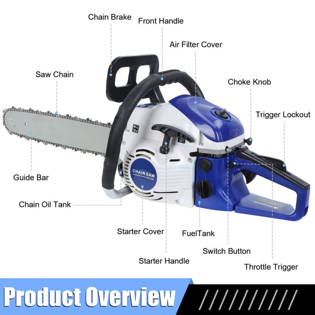 58cc Gas Chainsaw, 20 Inch Gas Powered Chainsaw, 2-Cycle Handheld Gas Chain, High-Power Logging Saw for Wood Cutting and Tree Trimming 58cc Gas Chainsaw, 20 Inch Gas Powered Chainsaw, 2-Cycle Handheld Gas Chain, High-Power Logging Saw for Wood Cutting and Tree Trimming