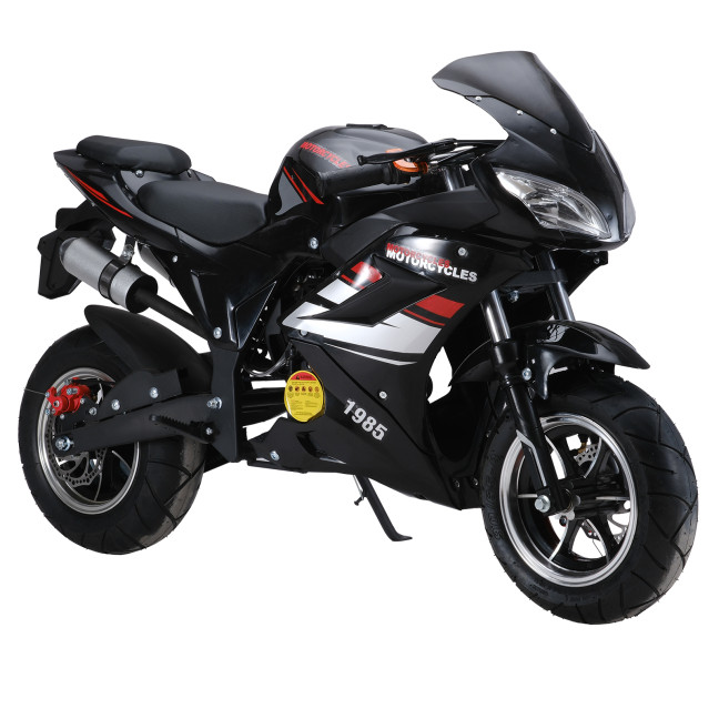 49cc 4-Stroke Pocket Rocket Motorcycle, 8 Inch Wheels Mini Motorcycle, Gas Pocket Motorbike with Front Rear Disc Brakes, Dual Headlights