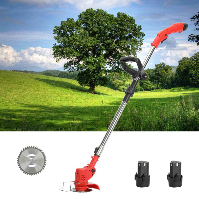 12V 2000mAh 2 Batteries 1 Charger Telescopic Rod Anti-slip Handle Weed Trimmer Cordless Electric Weed Lawn Eater Edger 12V 2000mAh 2 Batteries 1 Charger Telescopic Rod Anti-slip Handle Weed Trimmer Cordless Electric Weed Lawn Eater Edger