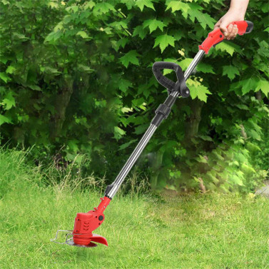 12V 2000mAh 2 Batteries 1 Charger Telescopic Rod Anti-slip Handle Weed Trimmer Cordless Electric Weed Lawn Eater Edger 