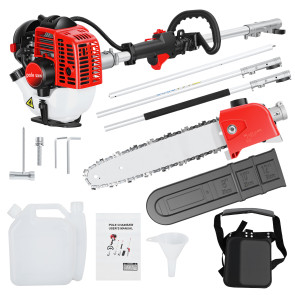 Gas Powered Pole Saw, 26CC Extendable Reach to 9.8FT, 2 Cycle Powerful Gas Pole Saw for Outdoor Tree Trimming