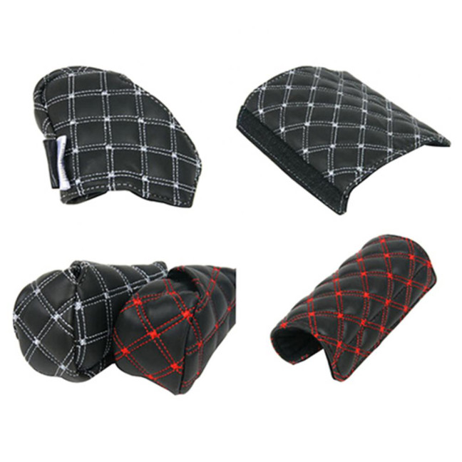 Car Faux Leather Gear Shift Knob Cover Hand Brake Cover Sleeve 2 in 1 Set