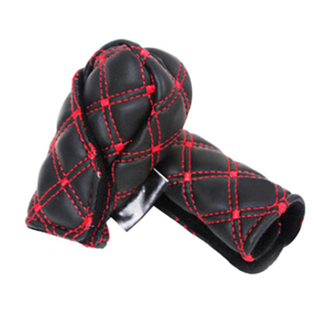 Car Faux Leather Gear Shift Knob Cover Hand Brake Cover Sleeve 2 in 1 Set