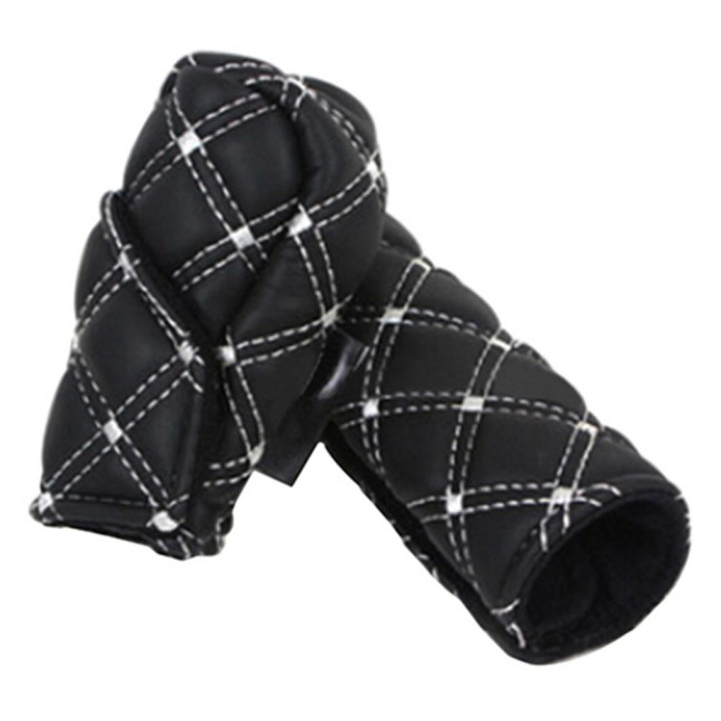 Car Faux Leather Gear Shift Knob Cover Hand Brake Cover Sleeve 2 in 1 Set