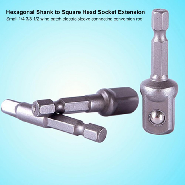 3Pcs/Set Socket Adapter Drill Bit Hex Shank to Drive 1/4inch 3/8inch 1/2inch Socket Adapter Hand Drill Tool for Impact Driver