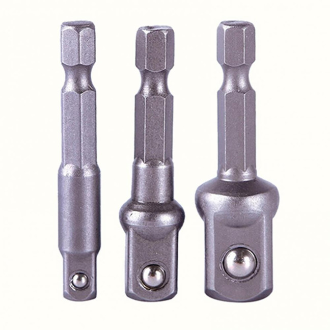 3Pcs/Set Socket Adapter Drill Bit Hex Shank to Drive 1/4inch 3/8inch 1/2inch Socket Adapter Hand Drill Tool for Impact Driver