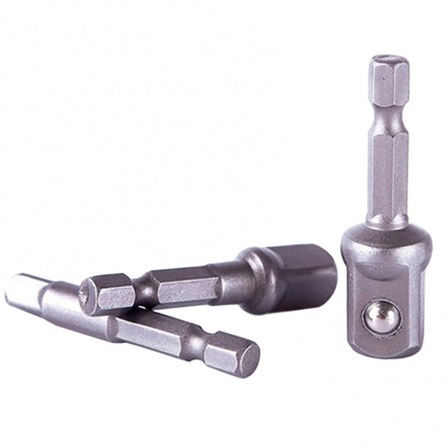 3Pcs/Set Socket Adapter Drill Bit Hex Shank to Drive 1/4inch 3/8inch 1/2inch Socket Adapter Hand Drill Tool for Impact Driver