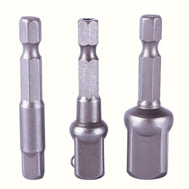 3Pcs/Set Socket Adapter Drill Bit Hex Shank to Drive 1/4inch 3/8inch 1/2inch Socket Adapter Hand Drill Tool for Impact Driver
