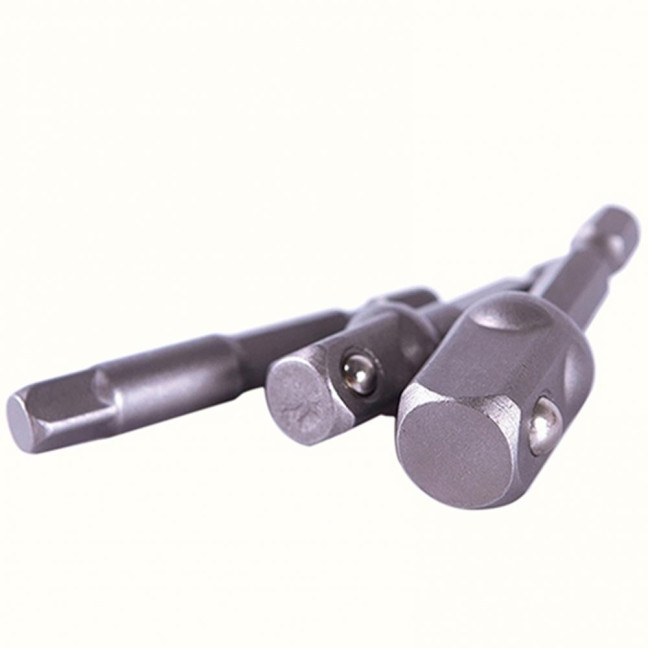 3Pcs/Set Socket Adapter Drill Bit Hex Shank to Drive 1/4inch 3/8inch 1/2inch Socket Adapter Hand Drill Tool for Impact Driver