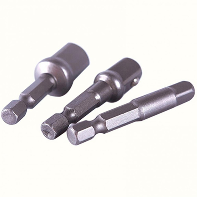 3Pcs/Set Socket Adapter Drill Bit Hex Shank to Drive 1/4inch 3/8inch 1/2inch Socket Adapter Hand Drill Tool for Impact Driver