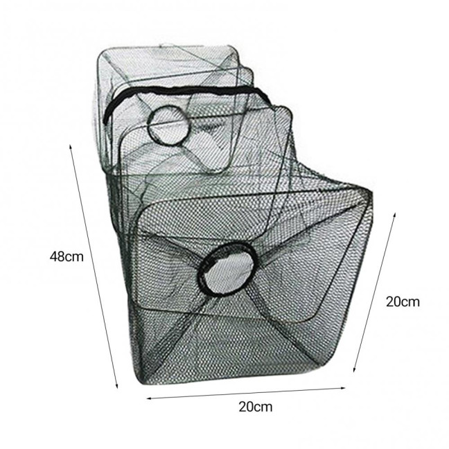 Fish Trap Universal Anti-corrosion Nylon Folded Square Fishing Cage for Angling Fish Trap Universal Anti-corrosion Nylon Folded Square Fishing Cage for Angling