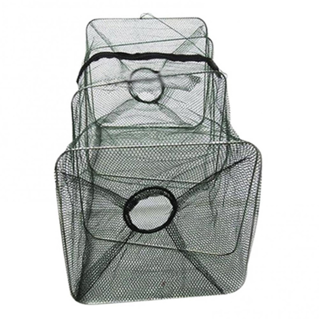 Fish Trap Universal Anti-corrosion Nylon Folded Square Fishing Cage for Angling Fish Trap Universal Anti-corrosion Nylon Folded Square Fishing Cage for Angling