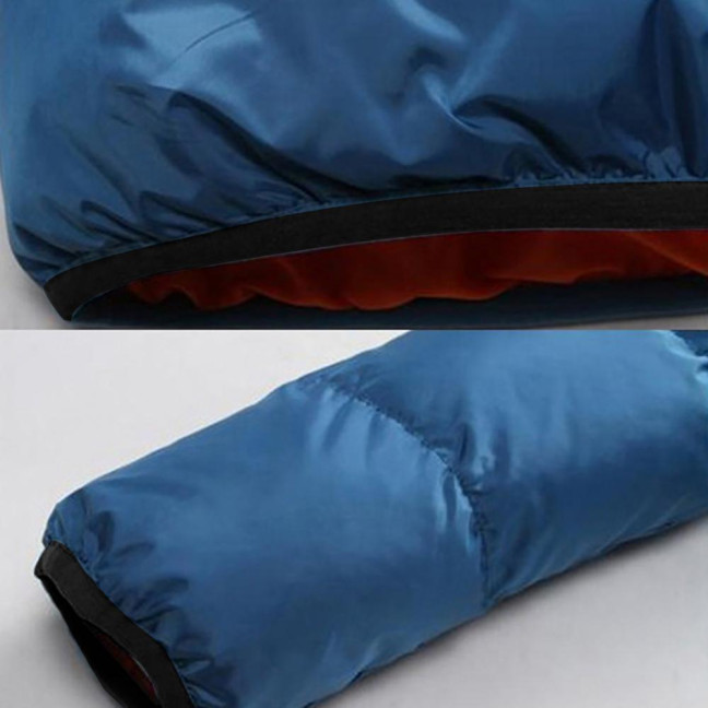 Men Color Block Zipper Hooded Cotton Padded Coat Slim Fit Thicken Outwear Jacket