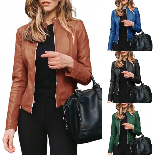 Women Fashion Autumn Winter Jacket Short Faux Leather Suit Coat Outwear Clothes Women Fashion Autumn Winter Jacket Short Faux Leather Suit Coat Outwear Clothes