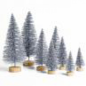 8Pcs Mini Christmas Trees Snowy Pine Xmas Party Ornament Holiday Decoration