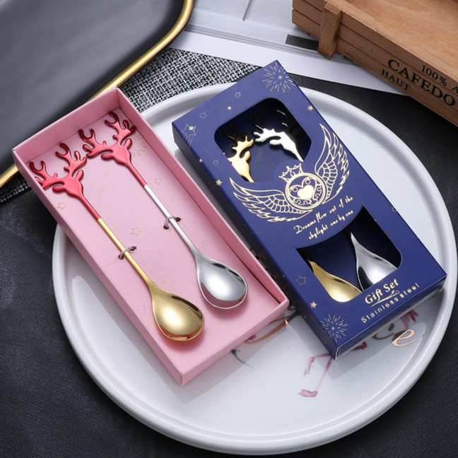 Deer Head Shape Stirring Spoon Multifunction Safe 304 Stainless Steel Spoon for Home
