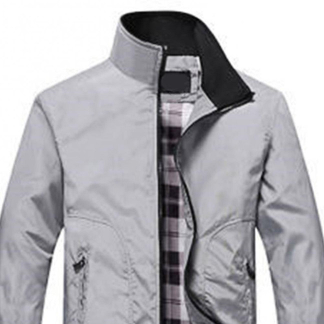 Men Coat Solid Color Stand Collar Pockets Elastic Cuff Spring Jacket for Daily Wear