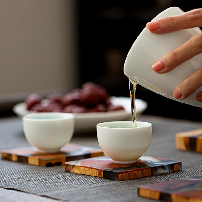 Tea Coaster Japanese Style Good Heat Insulation Natural Wooden Resin Cup Holder Creative Gasket for Tea Ceremony Tea Coaster Japanese Style Good Heat Insulation Natural Wooden Resin Cup Holder Creative Gasket for Tea Ceremony