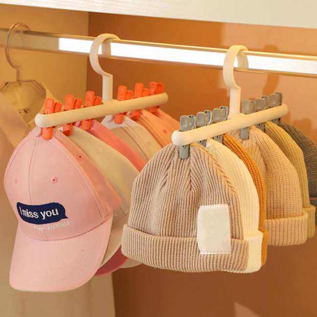 Hat Hanger 6 Clips Space-saving PP Strong Hold Baseball Cap Organizer for Closet