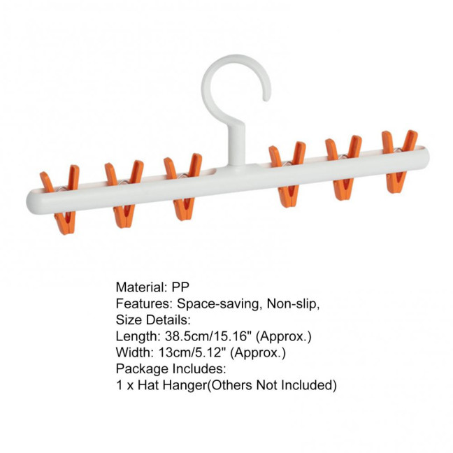Hat Hanger 6 Clips Space-saving PP Strong Hold Baseball Cap Organizer for Closet