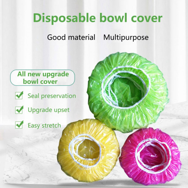 60Pcs Elastic Food Covers Food Grade Waterproof PET Elastic Food Storage Bags Stretch Wrap Bowl Covers Home Supplies