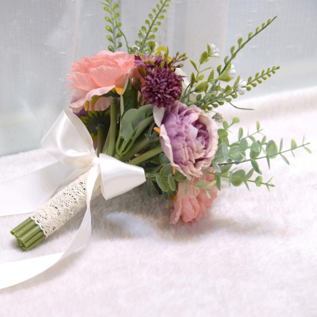 Artificial Flower Exquisite Fresh-keeping Realistic Aesthetic Visual Effect Artificial Bridal Bouquet Marriage Supplies 