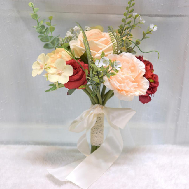 Artificial Flower Exquisite Fresh-keeping Realistic Aesthetic Visual Effect Artificial Bridal Bouquet Marriage Supplies 