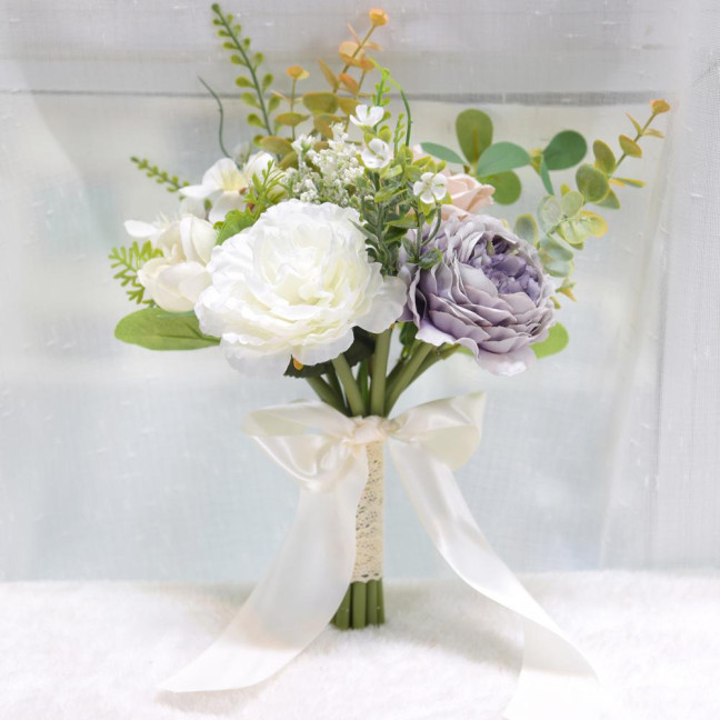 Artificial Flower Exquisite Fresh-keeping Realistic Aesthetic Visual Effect Artificial Bridal Bouquet Marriage Supplies 