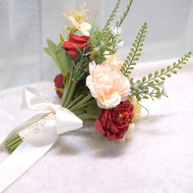 Artificial Flower Exquisite Fresh-keeping Realistic Aesthetic Visual Effect Artificial Bridal Bouquet Marriage Supplies 