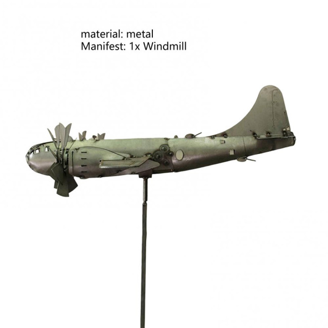 Airplane Windmill Exquisite Shape Rust-proof Metal Airplane Windmill Decorative Aircraft Spinner Garden Stake Birthday Gift 