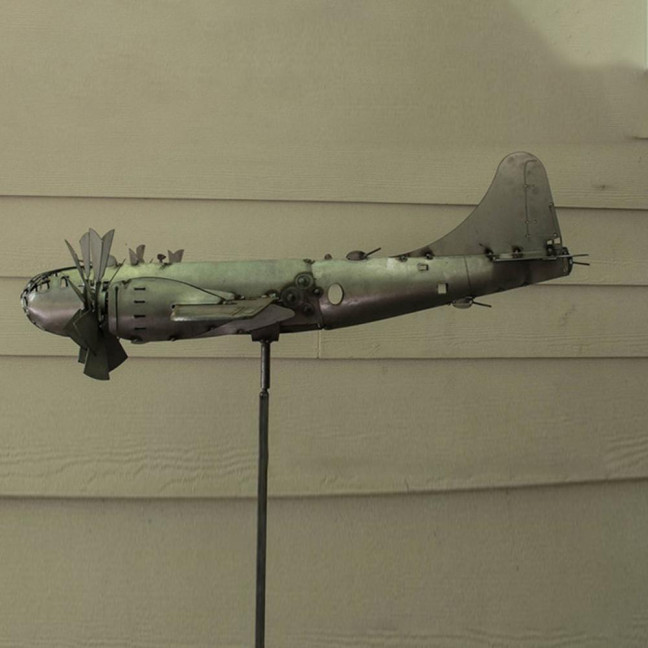 Airplane Windmill Exquisite Shape Rust-proof Metal Airplane Windmill Decorative Aircraft Spinner Garden Stake Birthday Gift 