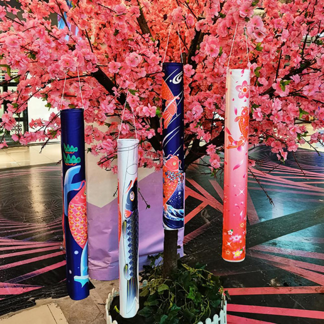 Hanging Ornament Exquisite Pattern Wear Resistant Fabric Fish Windsock Banners Hanging Flag Streamer Party Supplies