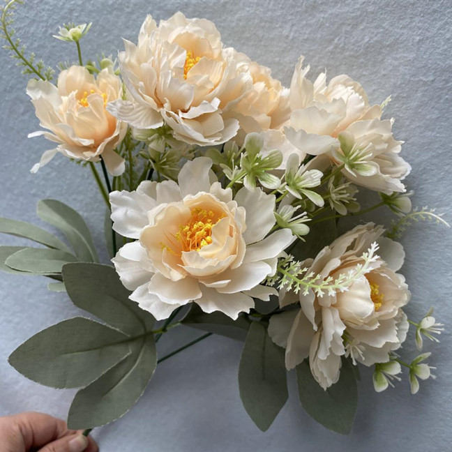 Artificial Flower 6 Heads Multipurpose Silk Cloth Fadeless Vivid Simulation Peony Bouquet Home Garden Wedding Decoration 