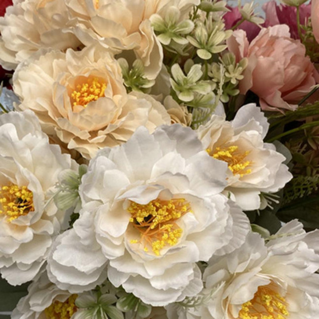 Artificial Flower 6 Heads Multipurpose Silk Cloth Fadeless Vivid Simulation Peony Bouquet Home Garden Wedding Decoration 