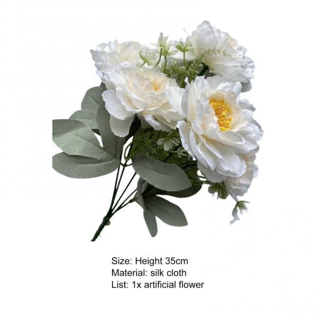 Artificial Flower 6 Heads Multipurpose Silk Cloth Fadeless Vivid Simulation Peony Bouquet Home Garden Wedding Decoration 