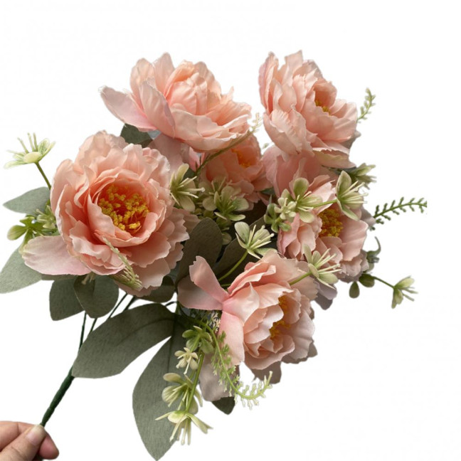 Artificial Flower 6 Heads Multipurpose Silk Cloth Fadeless Vivid Simulation Peony Bouquet Home Garden Wedding Decoration 
