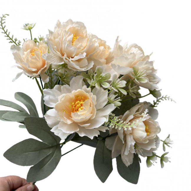 Artificial Flower 6 Heads Multipurpose Silk Cloth Fadeless Vivid Simulation Peony Bouquet Home Garden Wedding Decoration 