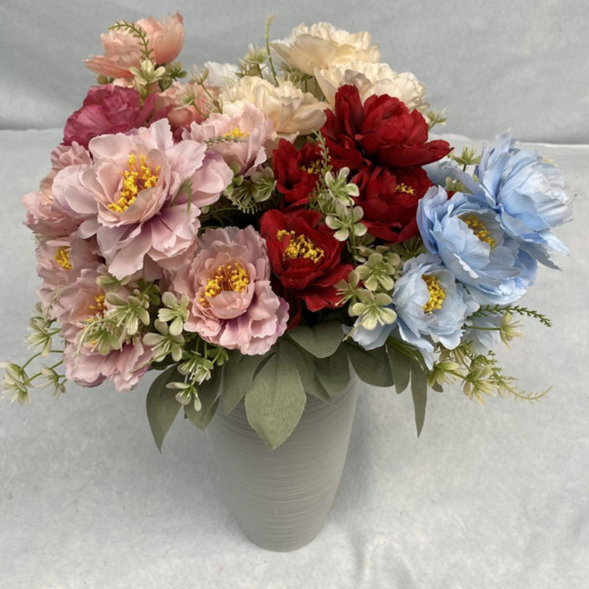 Artificial Flower 6 Heads Multipurpose Silk Cloth Fadeless Vivid Simulation Peony Bouquet Home Garden Wedding Decoration 