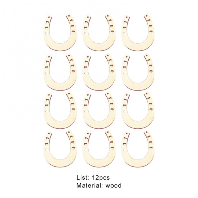 12Pcs Wood Chip Creative DIY Wood Horseshoe Shape Wood Slices School Handmaking 12Pcs Wood Chip Creative DIY Wood Horseshoe Shape Wood Slices School Handmaking
