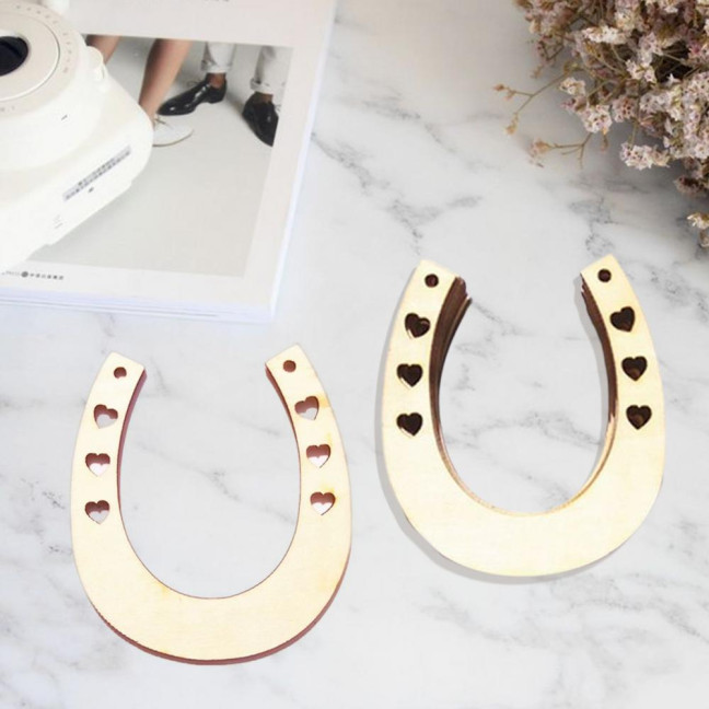 12Pcs Wood Chip Creative DIY Wood Horseshoe Shape Wood Slices School Handmaking 12Pcs Wood Chip Creative DIY Wood Horseshoe Shape Wood Slices School Handmaking