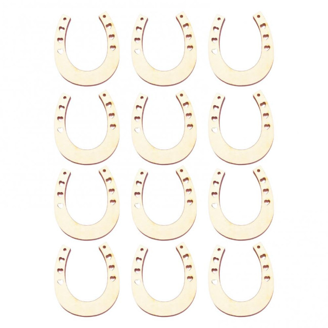 12Pcs Wood Chip Creative DIY Wood Horseshoe Shape Wood Slices School Handmaking 12Pcs Wood Chip Creative DIY Wood Horseshoe Shape Wood Slices School Handmaking