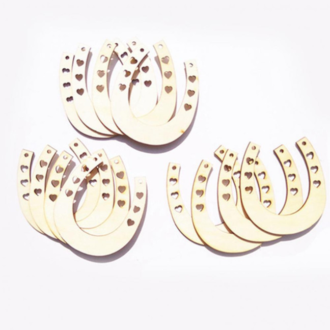 12Pcs Wood Chip Creative DIY Wood Horseshoe Shape Wood Slices School Handmaking 12Pcs Wood Chip Creative DIY Wood Horseshoe Shape Wood Slices School Handmaking