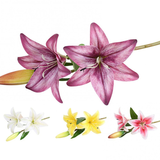 1Pc Artificial Flower Decorative Home Decoration Gift Short Branch Fake Lily Bouquet Simulation Flower for Living Room 