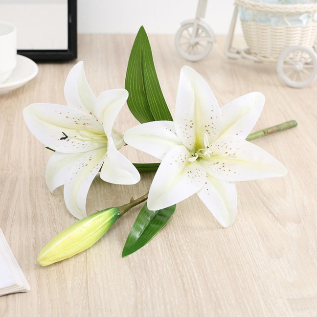 1Pc Artificial Flower Decorative Home Decoration Gift Short Branch Fake Lily Bouquet Simulation Flower for Living Room 