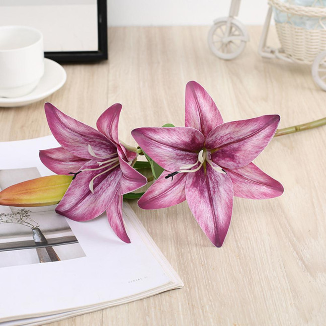 1Pc Artificial Flower Decorative Home Decoration Gift Short Branch Fake Lily Bouquet Simulation Flower for Living Room 